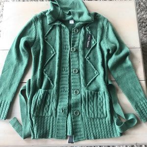 NWT TC Fashion Green Hooded Sweater Size XL
